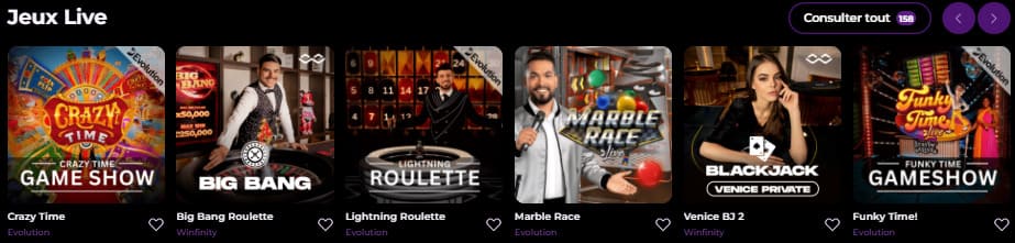 SpinMama Casino jeux live