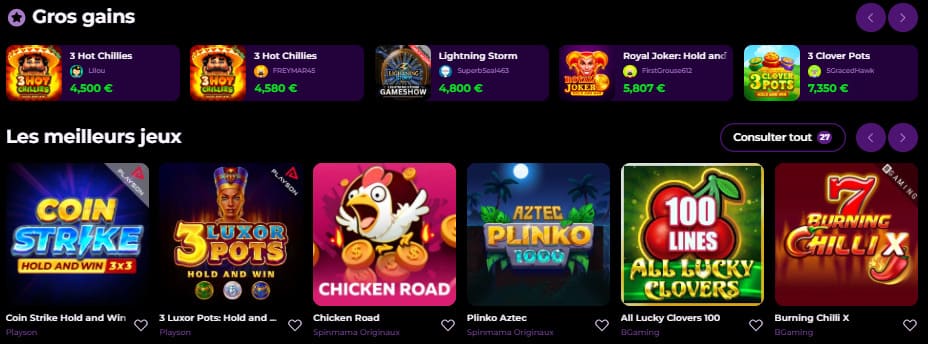 SpinMama Casino jeux